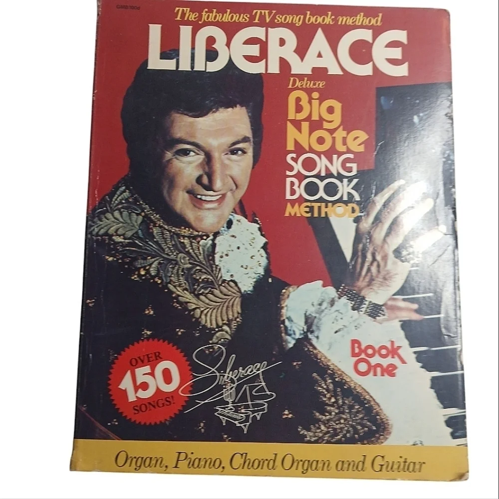 Vintage 70's Liberace Big Note Song Book Music Legend Piano, Organ, & Guitar